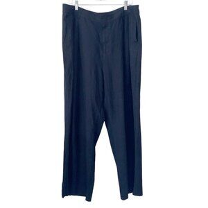 Gap Linen Blend Wide Leg Pants Womens 18 Plus Black Pockets Office‎ Flowy Matrix